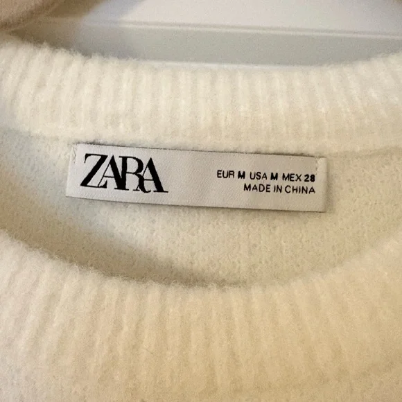 Zara Women's Off-White Cropped Sweater M - Picture 2 of 4